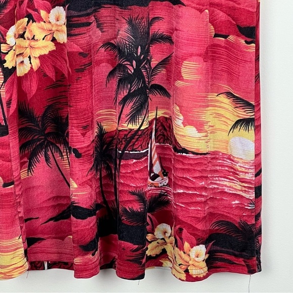 Vintage 90s Festival Stretchy Mesh Sheer Tropical Hawaiian Mini Dress L - Picture 3 of 7